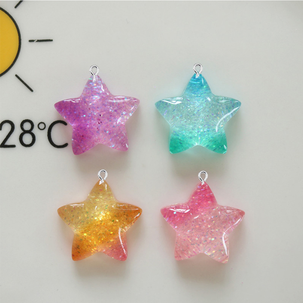 Moon Star Earrings - 10PCS Gradient Star Series Flat Back