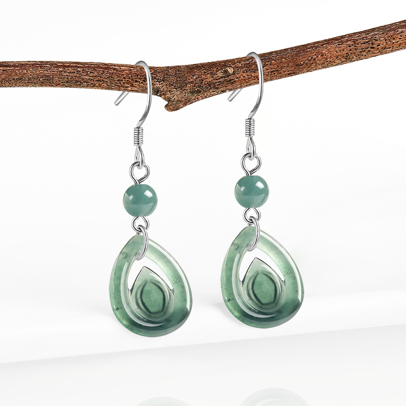 Luxury Gifts Jewelry & Watches Namfleg Mostar - Blue Myanmar Jadeite Water Drop Earrings