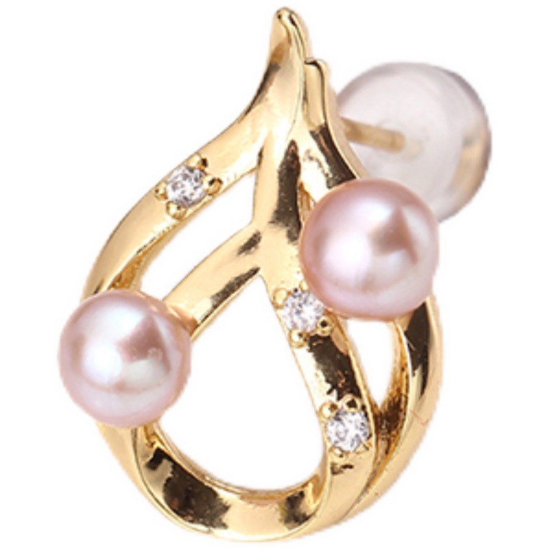Pearl Stud Earrings - E074 Gold Plated Copper S925 Sterling