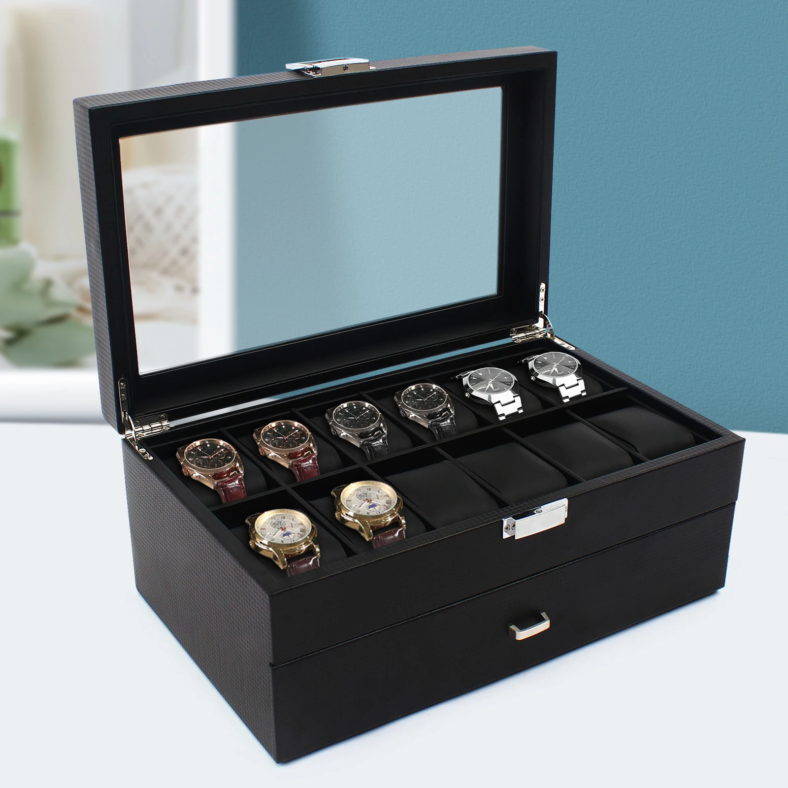 Jewelry Box That Holds Watches - NEW 2 Layers 24 Compartments Watch