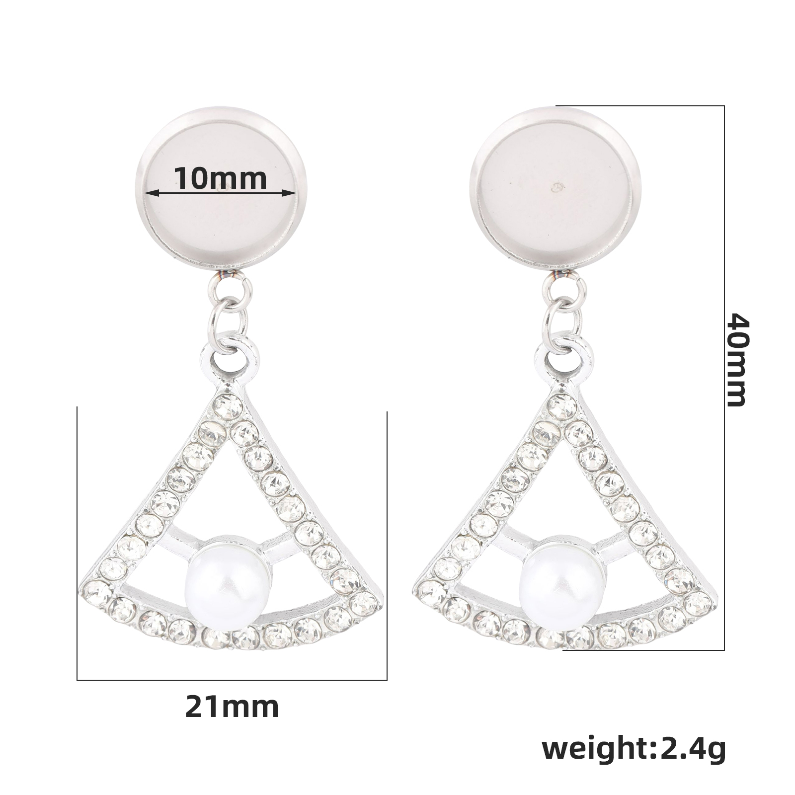 10pcs Stainless Steel Fit 10mm - Pearl Stud Earrings recension och pris