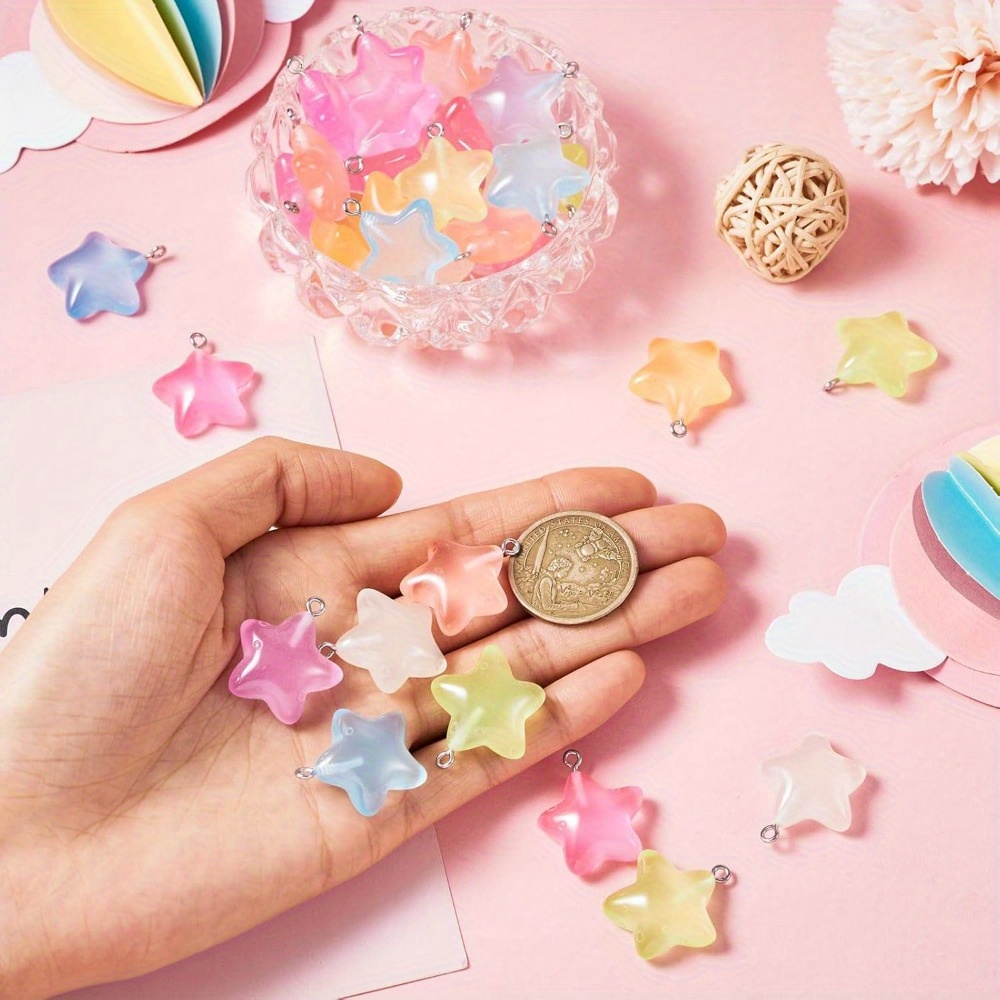 6/24/40pcs Mixed Color Luminou - Moon Star Earrings recension och pris