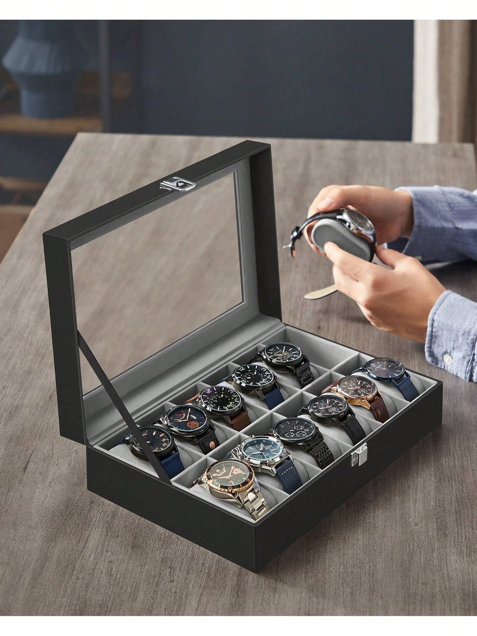 12-Slot Lockable Watch Box wit - Jewelry Box That Holds Watches recension och pris