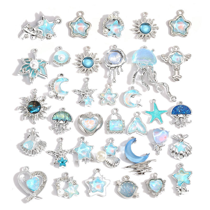 10Pcs Silver-plated Alloy Crys - Moon Star Earrings recension och pris