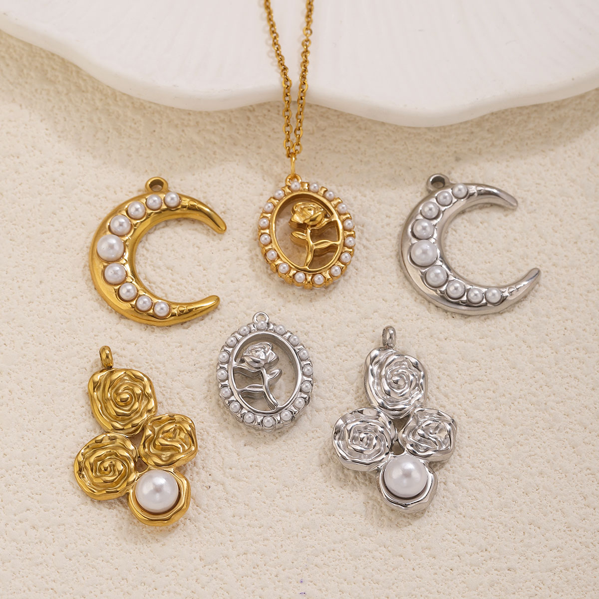 5Pcs Stainless Steel 18K Gold  - Moon Star Earrings recension och pris