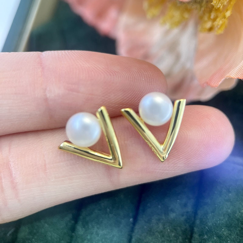 E009 Gold Plated Copper S925 S - Pearl Stud Earrings recension och pris