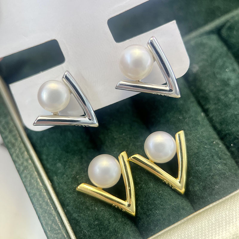 E009 Gold Plated Copper S925 S - Pearl Stud Earrings recension och pris