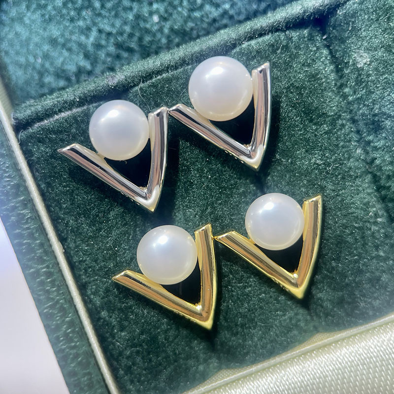 E009 Gold Plated Copper S925 S - Pearl Stud Earrings recension och pris