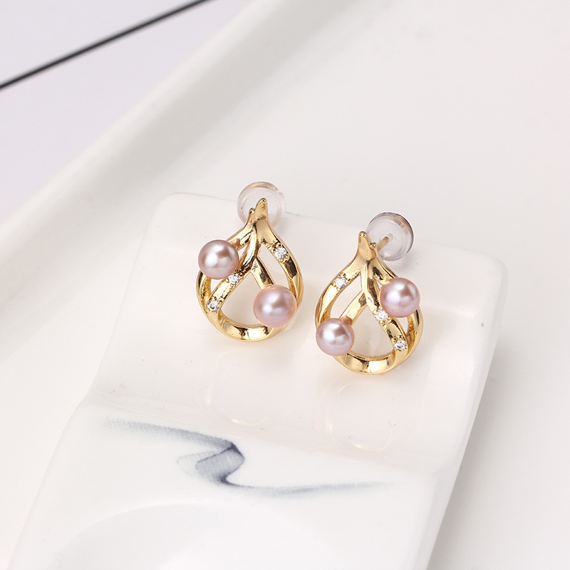 E074 Gold Plated Copper S925 S - Pearl Stud Earrings recension och pris