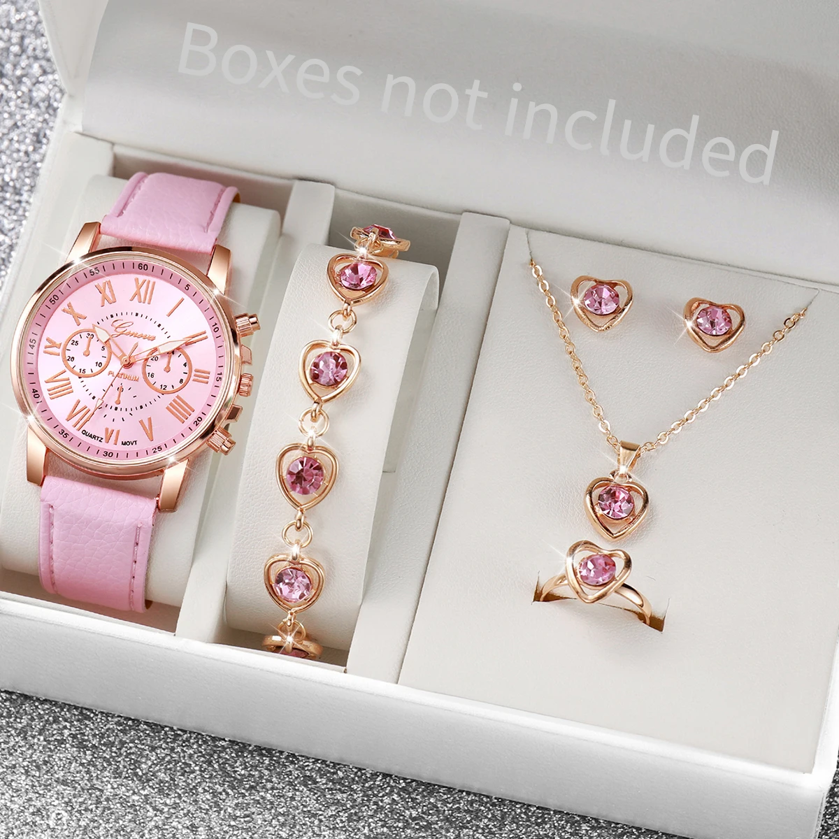 AAA5Pcs Pink Heart Crystal Wat - Jewelry Watch Making recension och pris