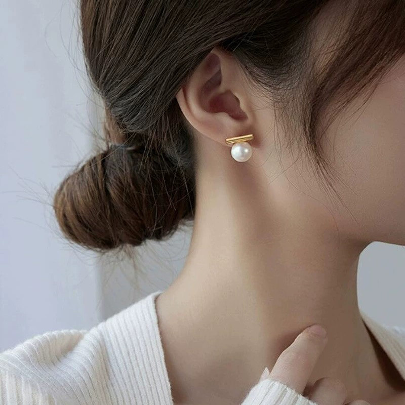 925 Silver Needle Korean Fashi - Pearl Stud Earrings recension och pris